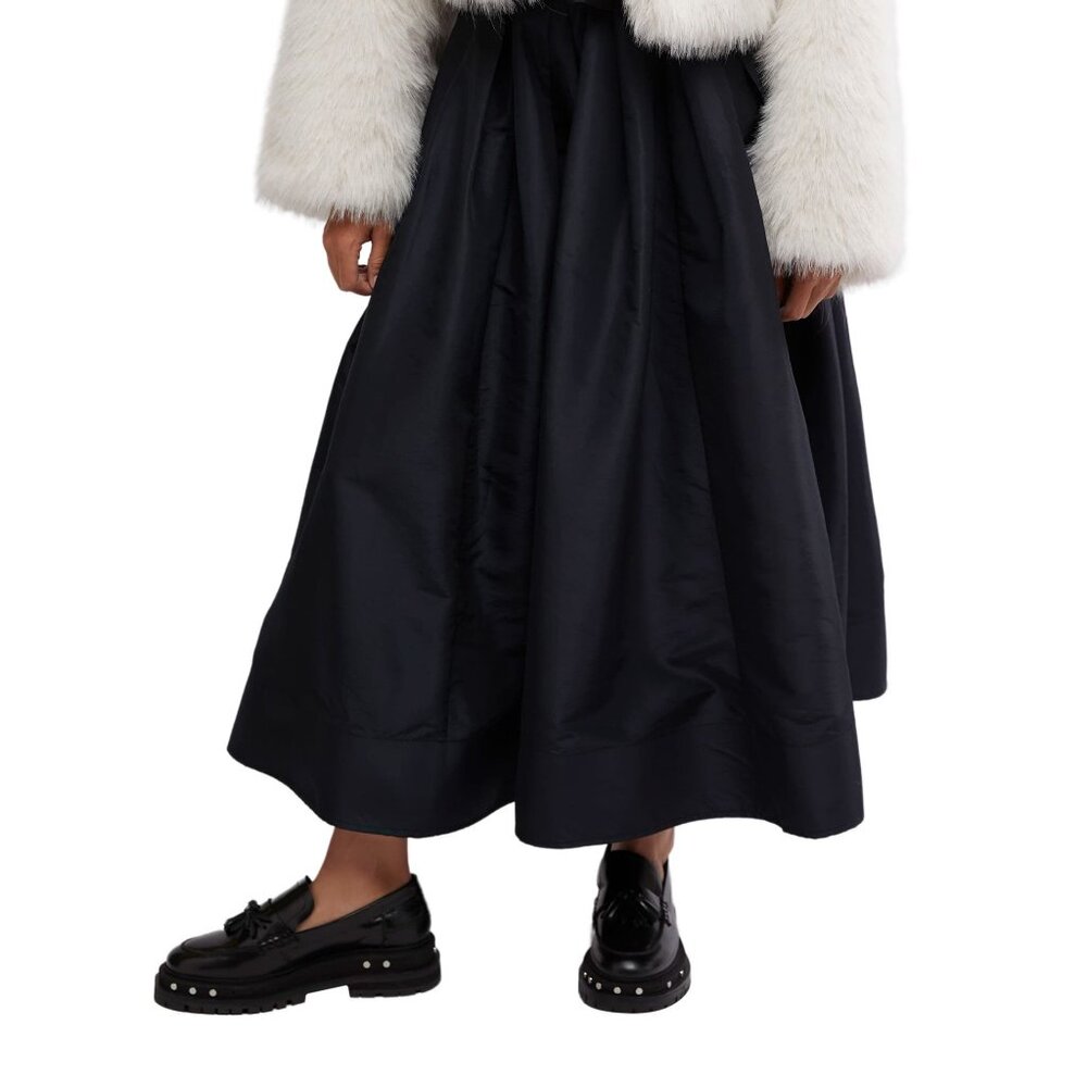 Free People Emilia Crinkle Skirt Black Size Large (L) NWT